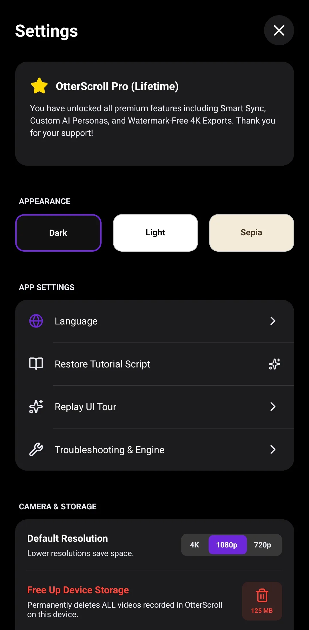 OtterScroll Pro Settings