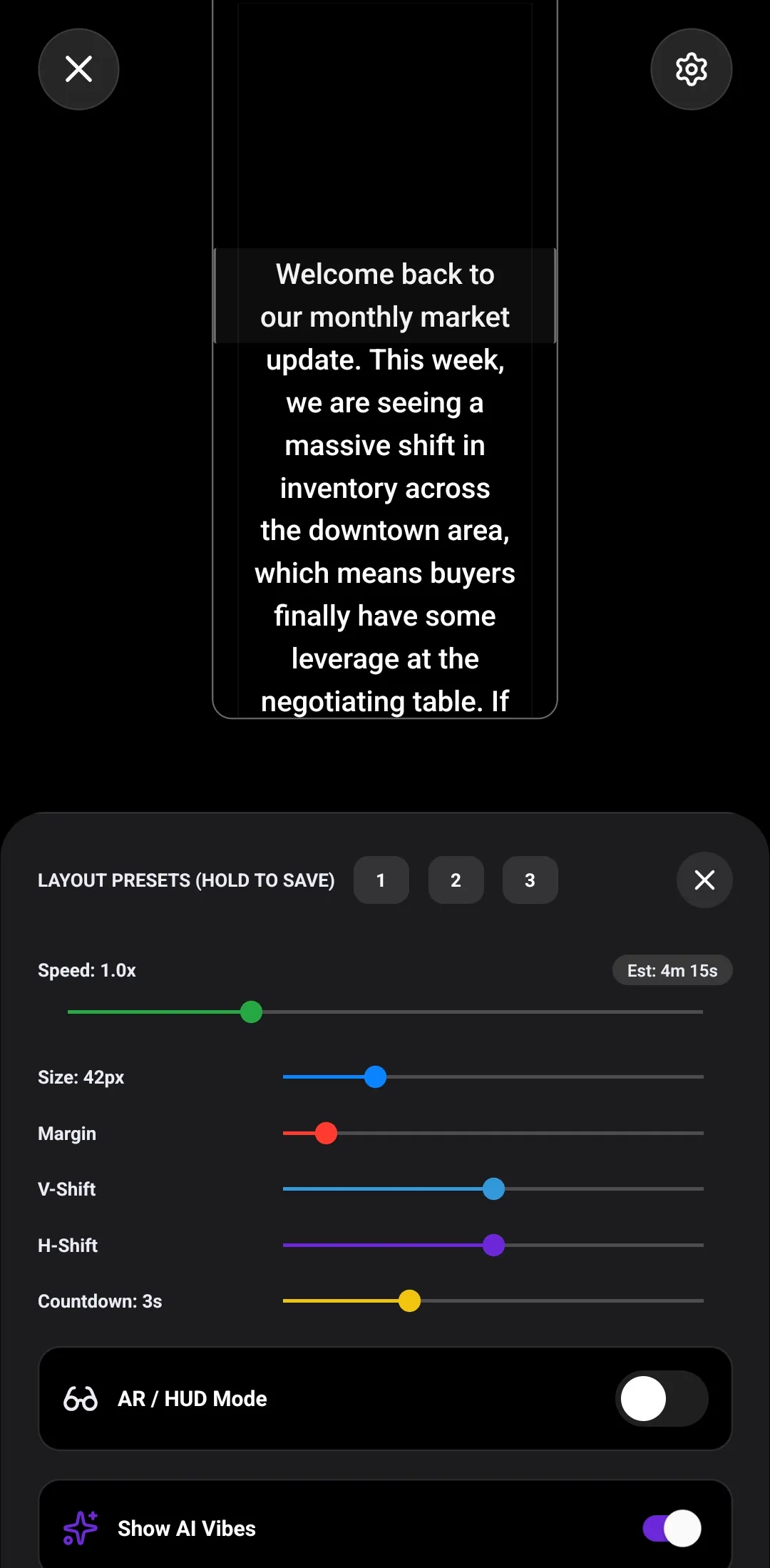 Teleprompter Text Layout Presets